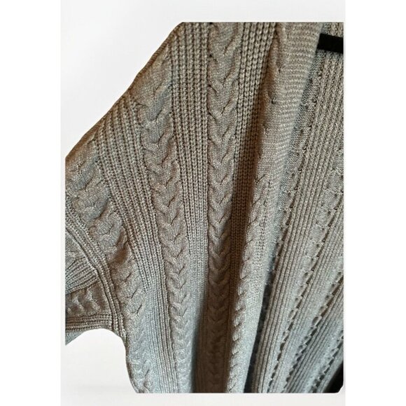 Cyrus Open Front Cable Knit Cardigan Chunky Oversized Duster Gray Knit M, NWT - Picture 7 of 7